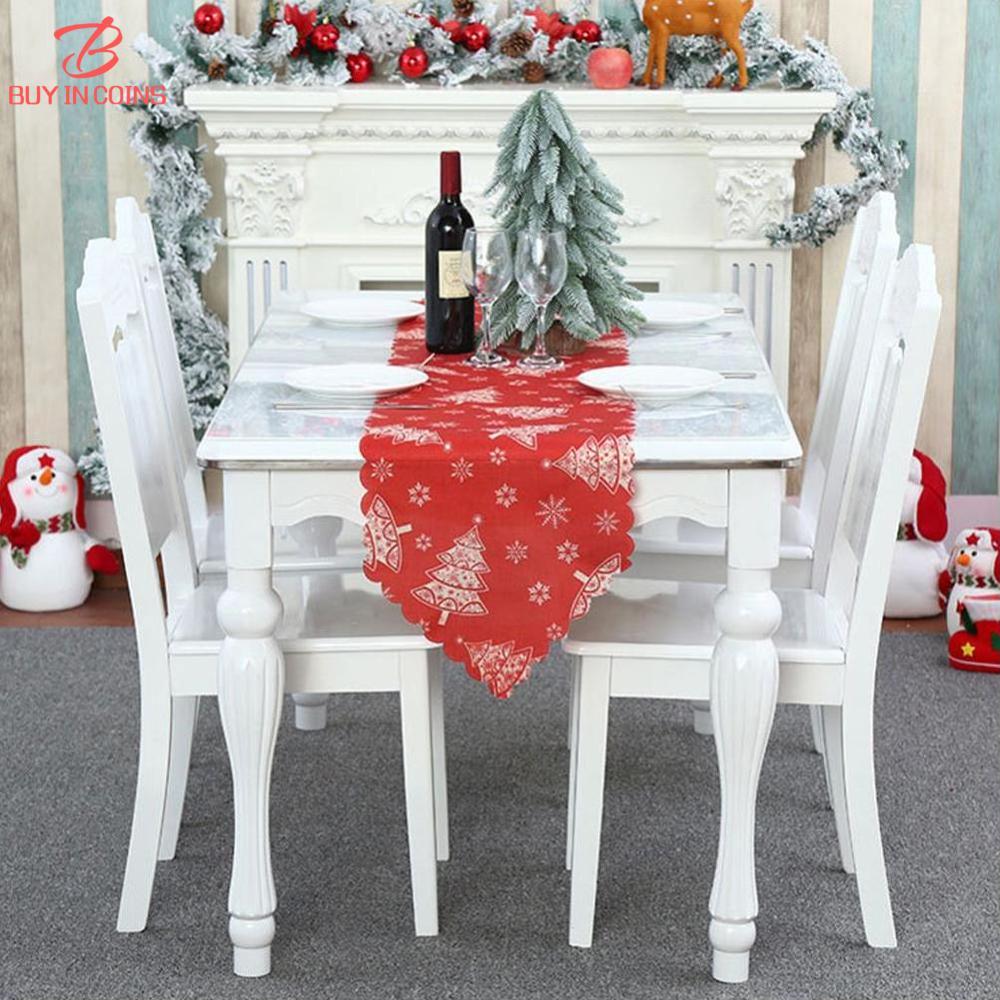 Christmas Tablecloth Snowflake Runner For Rustic Kitchen