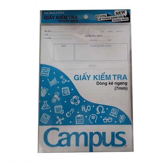 Giấy kiểm tra campus tp-br70g-25 tờ đôi - xanh dương