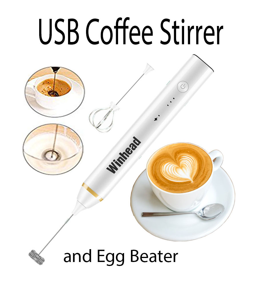 NEWEST Handheld Electric USB Charging Egg Beater Milk Frother Mixer for Coffee