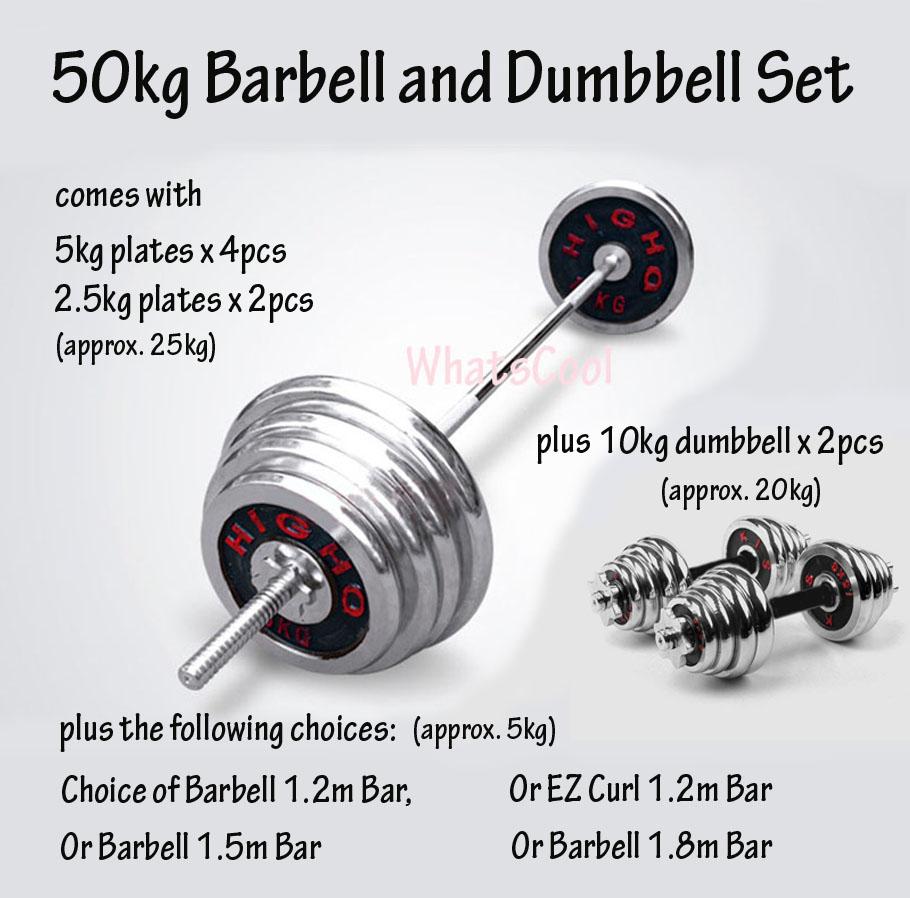 50KG Dumbbell Barbell Set Tri-Grip Weight Plate Dumbbells Weights Plates Bar Gym