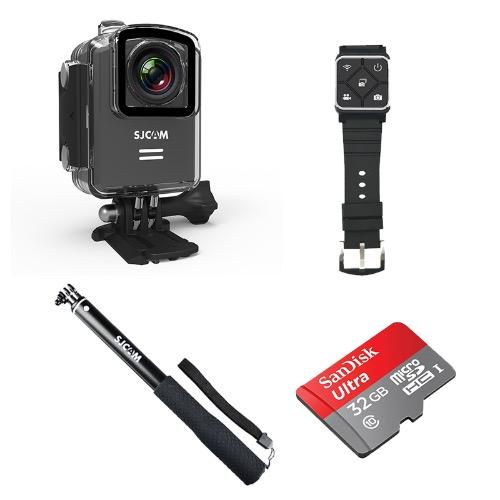 SJCAM M20 Action Camera (Black) Bundle Kit (with Monopod + Remote + 32GB MicroSD)